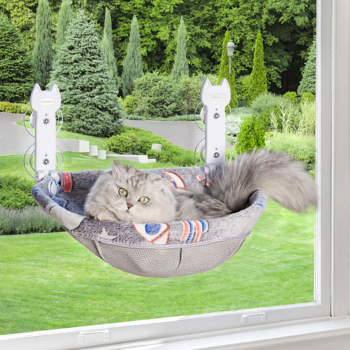 HiPetpy colchon-ventana-gato-sin-cables: instalación rápida y segura para tu gato.