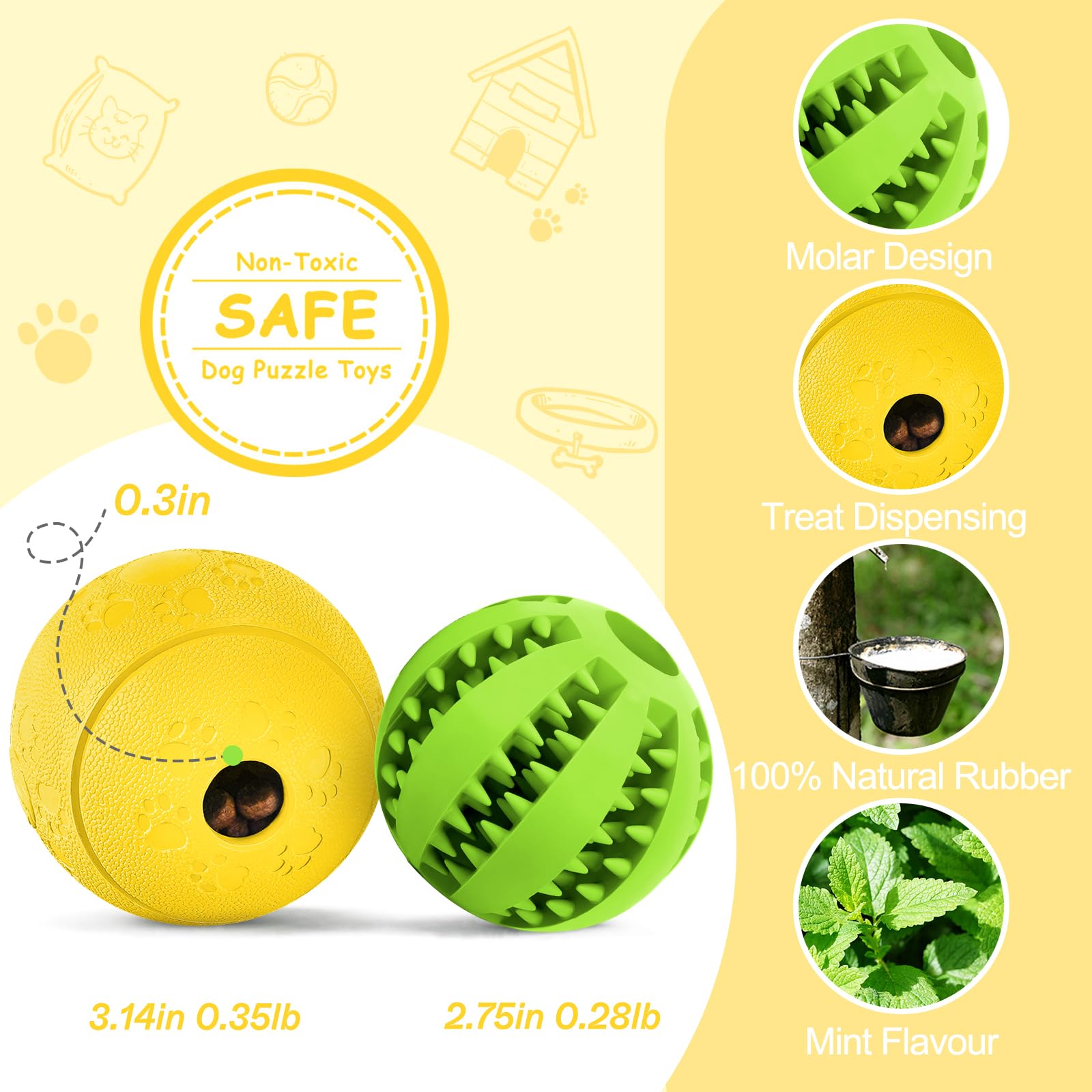 HIPPIH juguete puzzle para perros amarillo, fomenta inteligencia y interacción durante la comida.