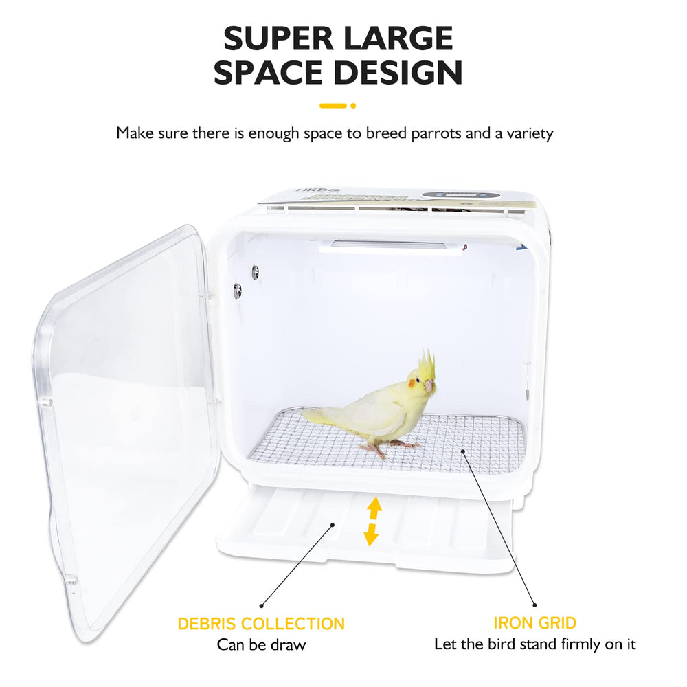 HKDQ incubadora de aves con luz LED integrada para observación nocturna sin molestar.