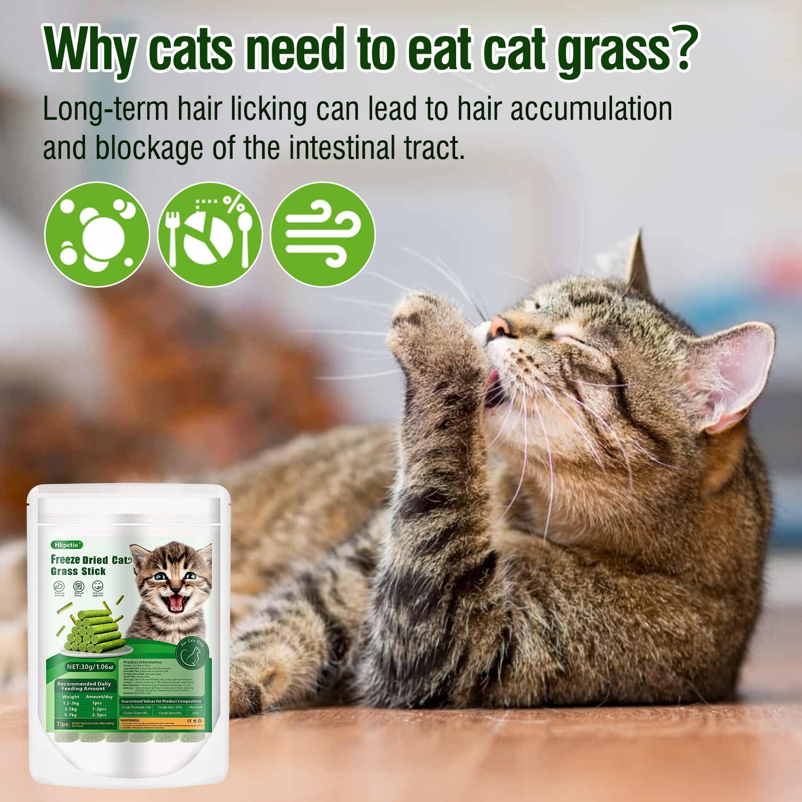 Ayuda a eliminar bolas de pelo en gatos con hierba HKpetie