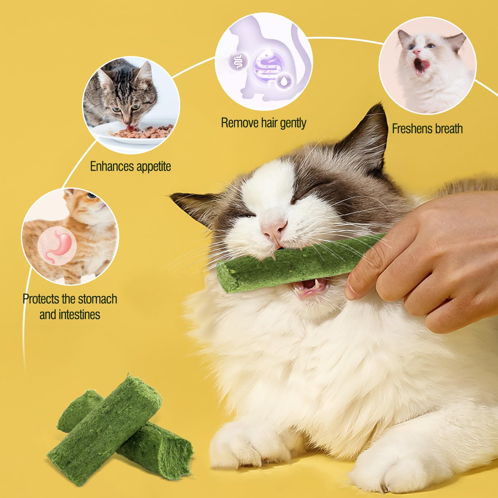 Snack natural de hierba HKpetie para gatos, uso diario recomendado