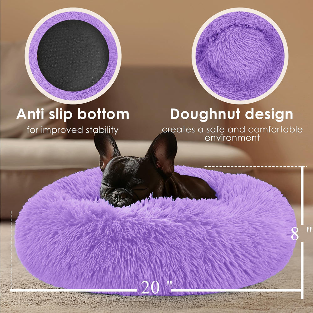 Hoewina cama en dona, detalle felpa, tacto suave para relajarse.
