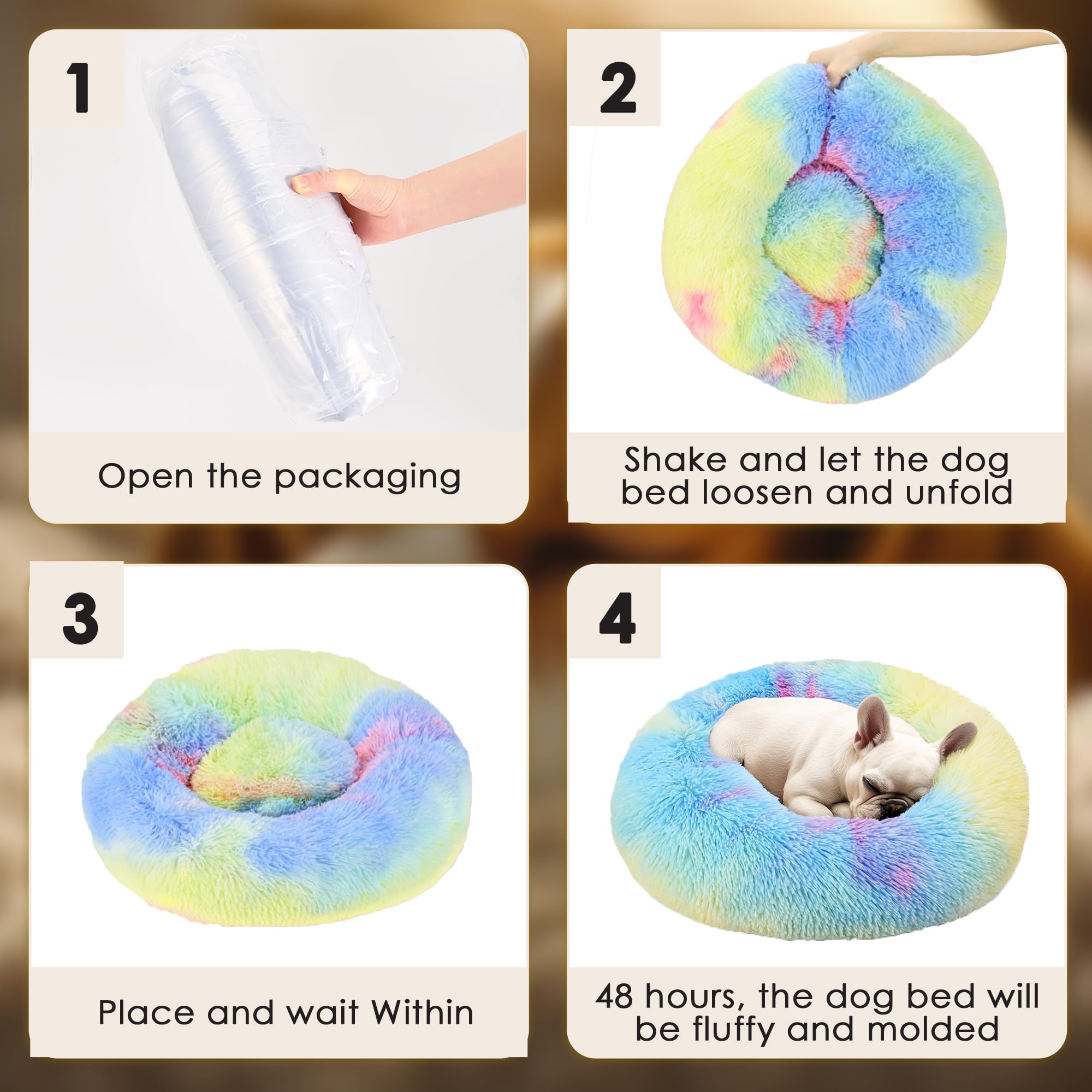 Hoewina cama donut tamaño 20 pulgadas, perfecta para gatos y perros pequeños.