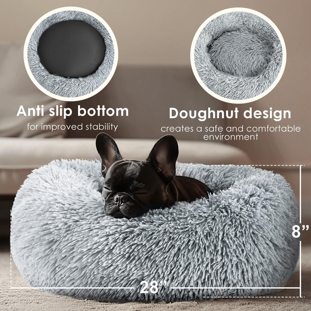Hoewina cama-gato-donut-gris-claro crea un rincón suave para siestas tranquilas