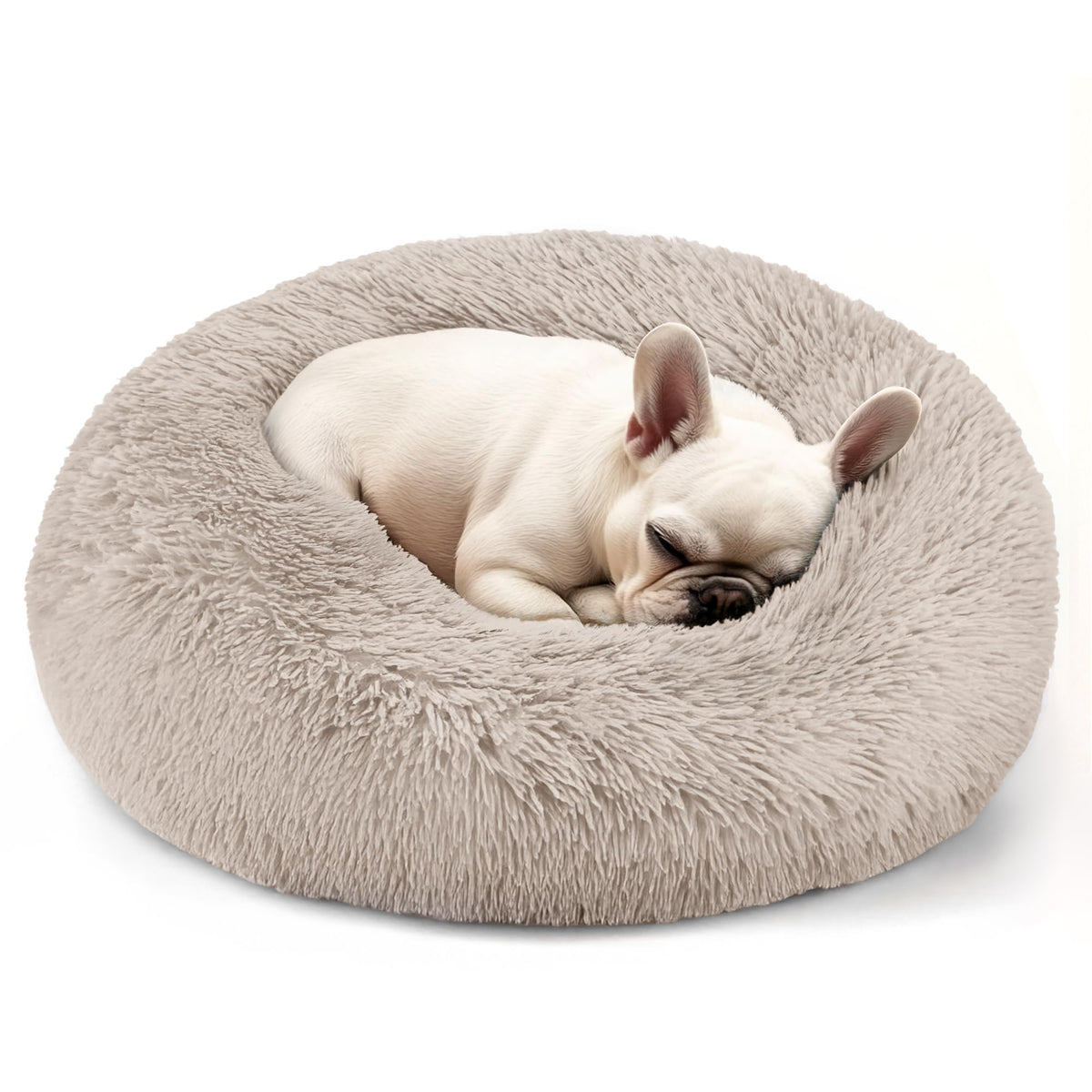 Hoewina cama para perro pequeño, donut frontal para descanso cómodo y seguro.