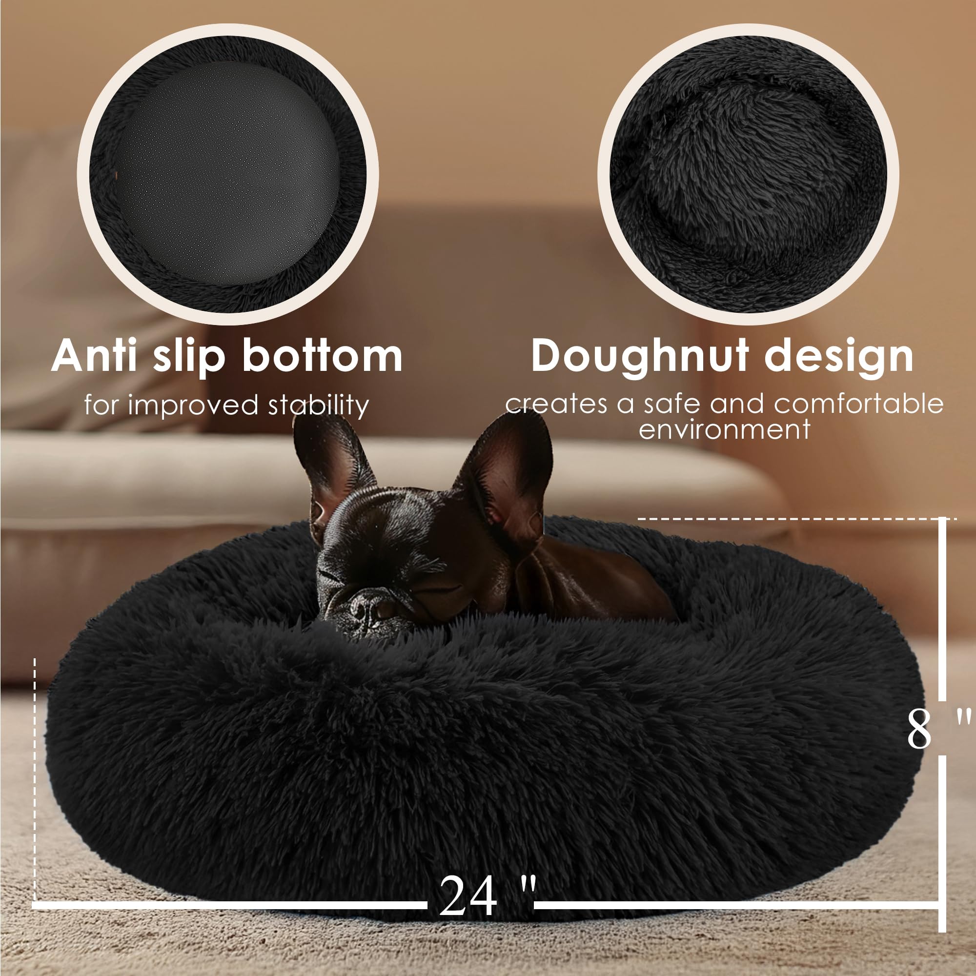 Cama suave de peluche Hoewina con interior de algodón PP suave.