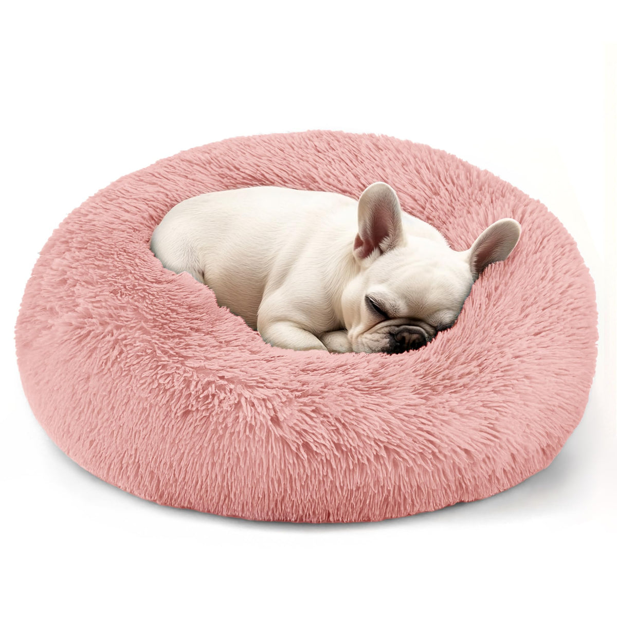 Hoewina cama para perros pequeños, cama redonda rosa para descanso cómodo.