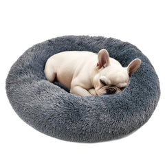 Hoewina Cama para perros pequeños en forma de rosquilla gris oscuro: descanso seguro.