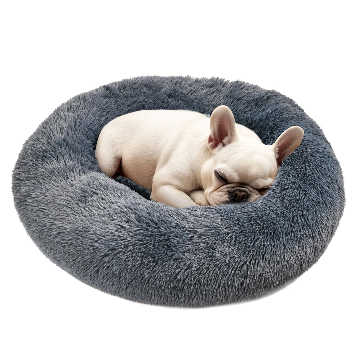 Hoewina Cama donut para perros y gatos, soporte de cabeza para mayor confort.