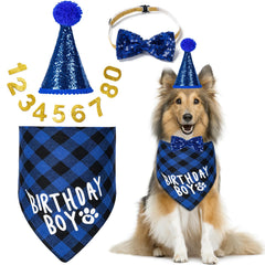 Set de fiesta Hoewina para perro azul, ideal para fotos de cumpleaños