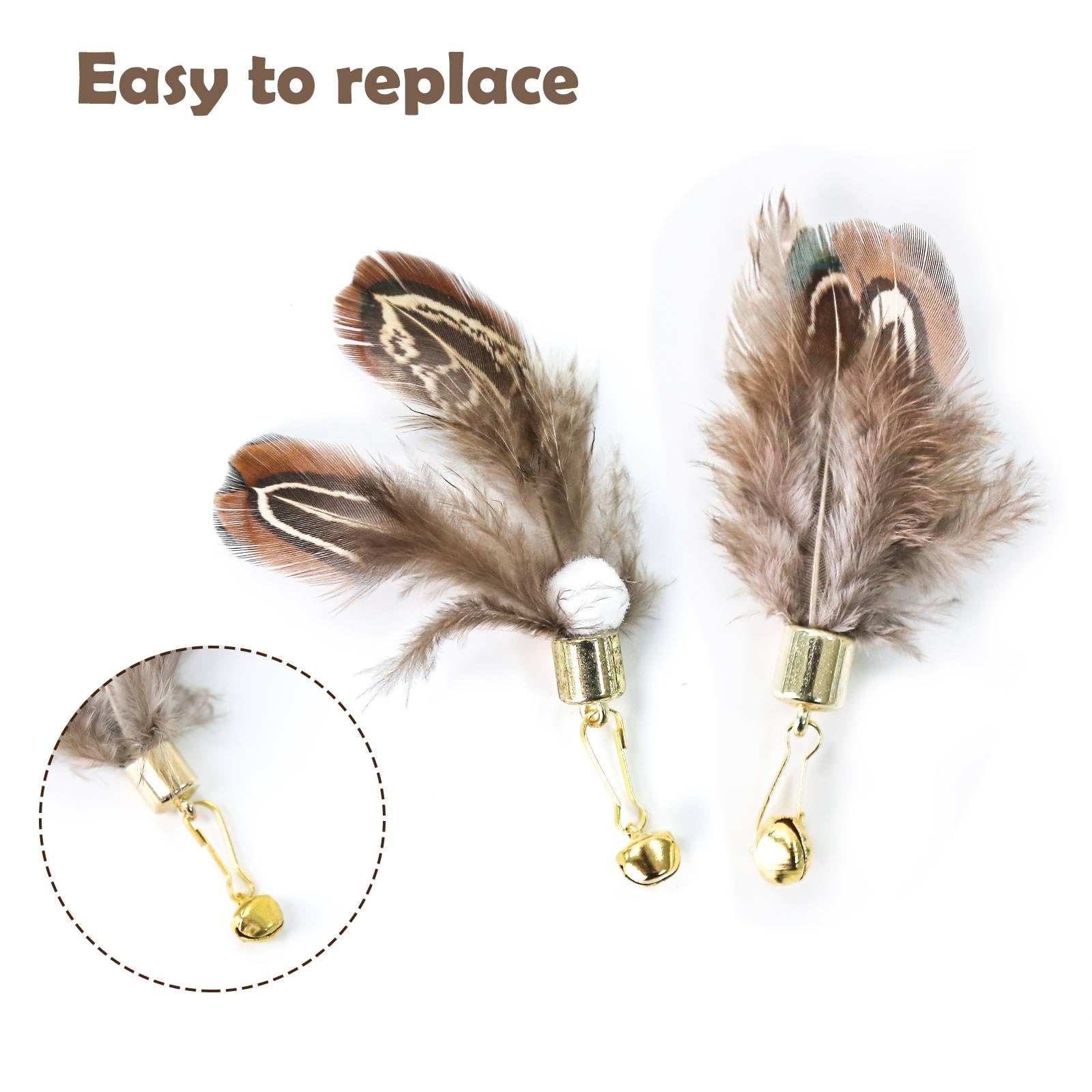 Plumas naturales teñidas de Hokoad, opción segura para el juego del felino.