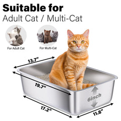 Holintan caja de arena en acero inoxidable, tamaño grande para gatos y mayor estabilidad.