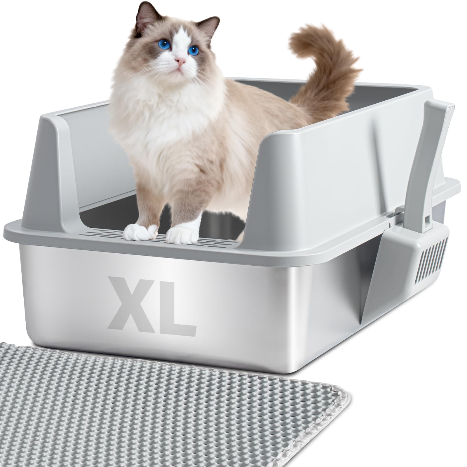 Caja Holintan de arena en acero inoxidable con tapa XL, resistente y fácil de limpiar.