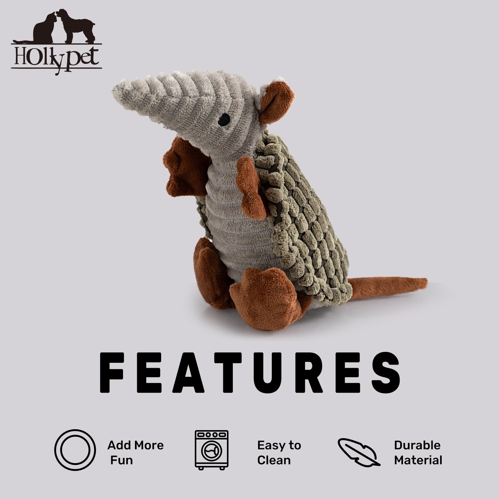 Hollypet Armadillo peluche tamaño adecuado para perros pequenos y medianos.