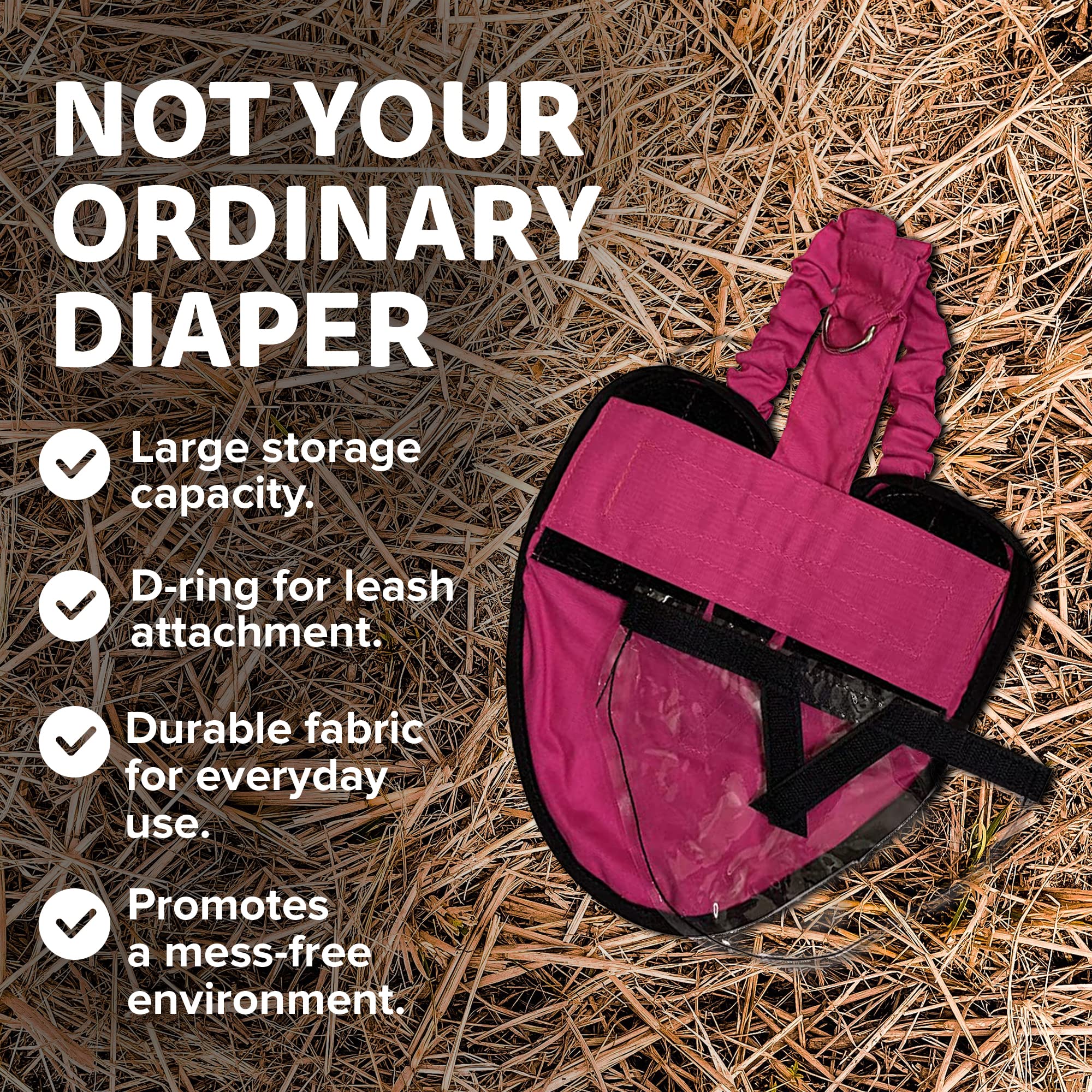 Holster arnés gallina rosa con anilla en D para la correa.