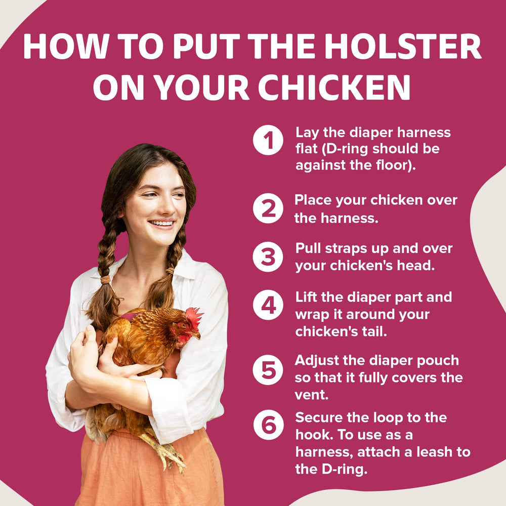 Holster pañal gallina rosa confort para todo el día.