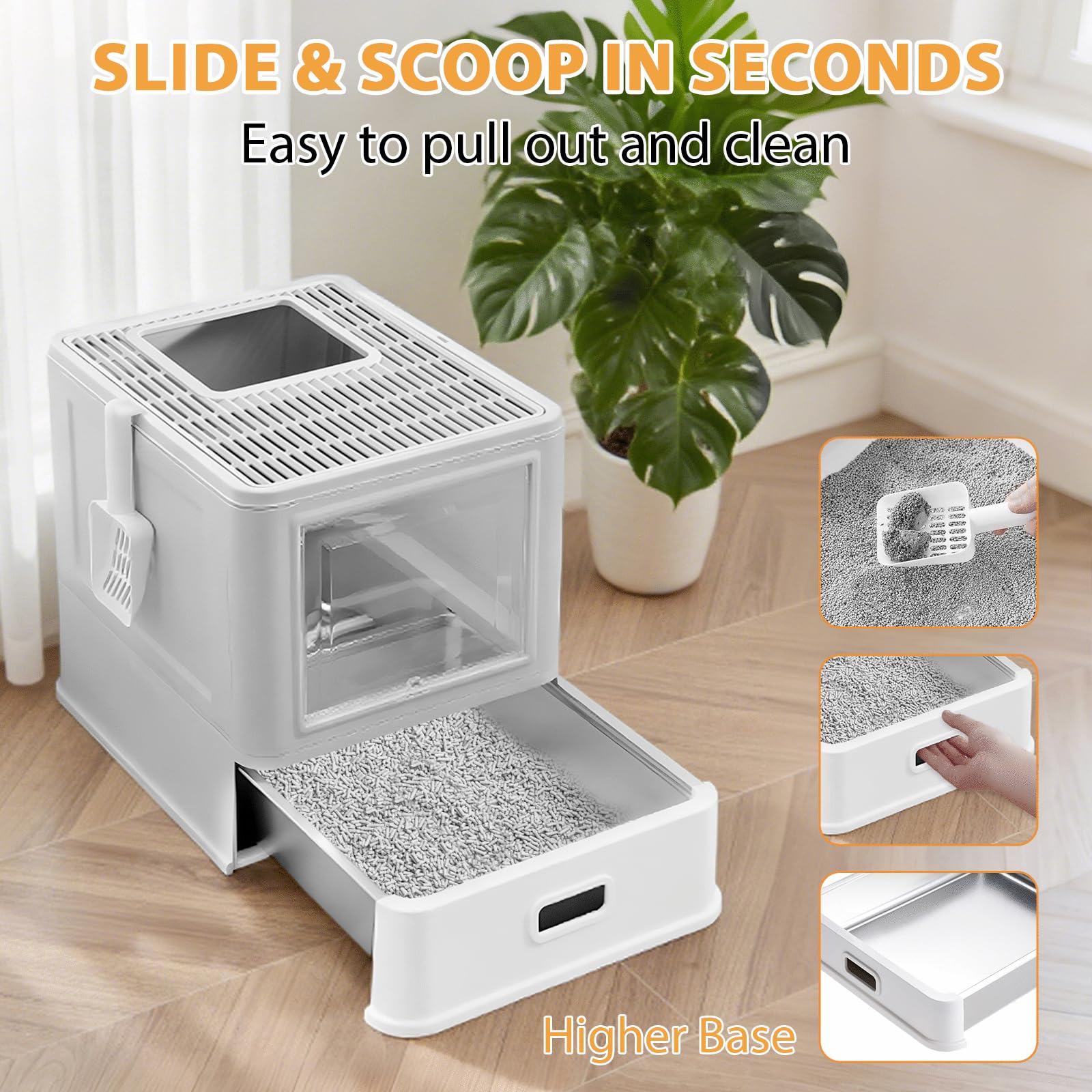 Homegroove bacinilla con pedal hueco de 5 mm para quitar arena al salir.