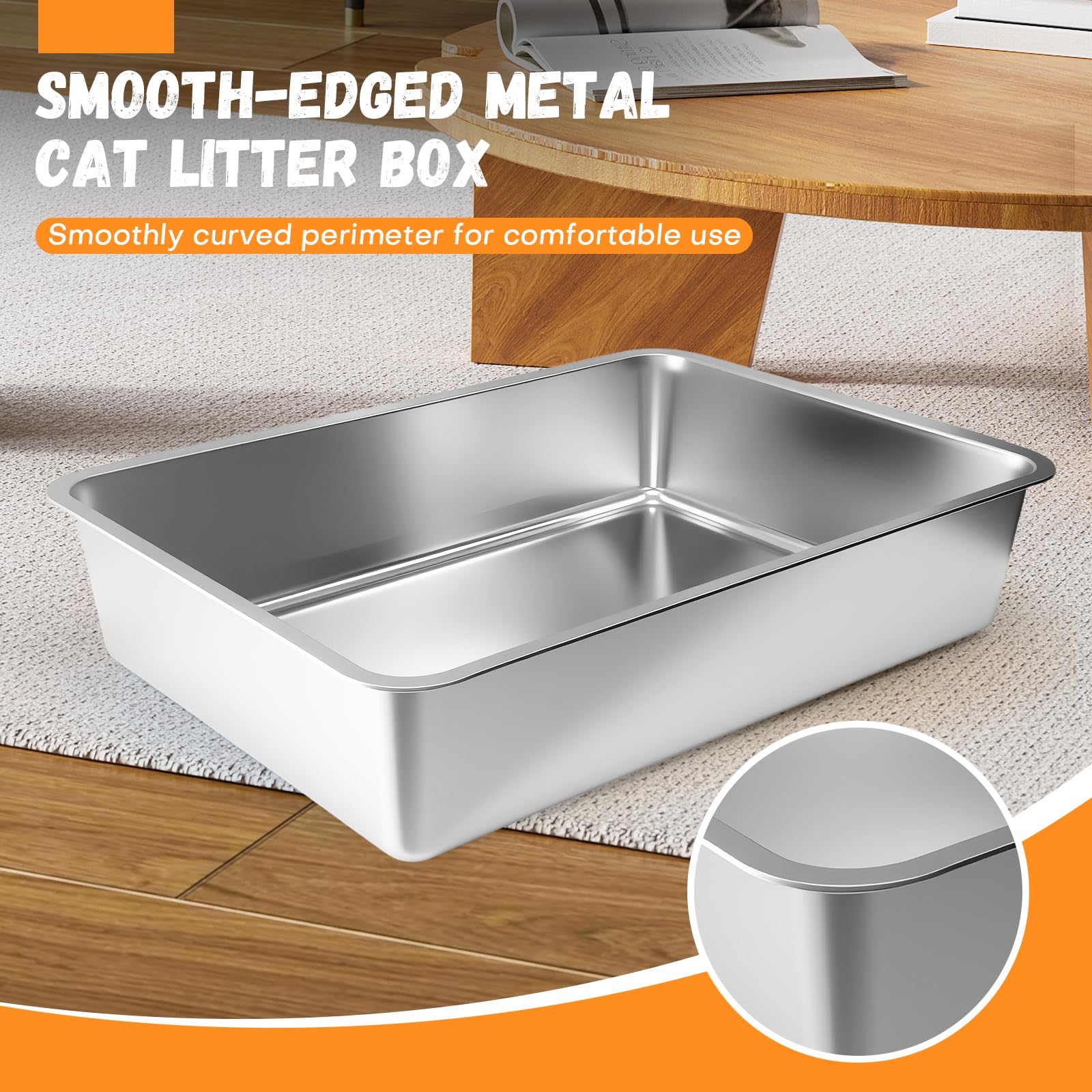 Homegroove caja de arena en acero inoxidable, resistente a arañazos y abolladuras.