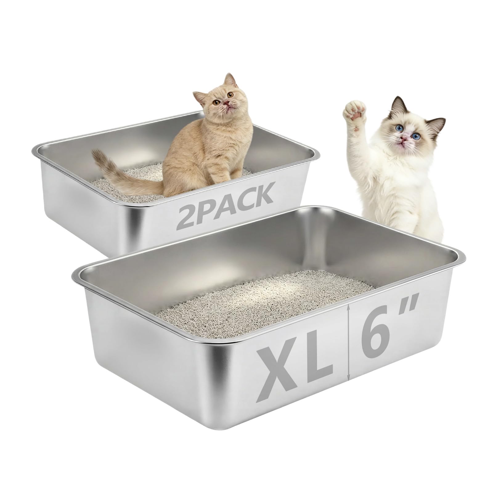 Homegroove caja de arena de metal grande para gatos, amplio espacio para moverse