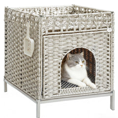 Cama-cueva Homegroove para gatos en interior, vista frontal, descanso seguro y tranquilo.