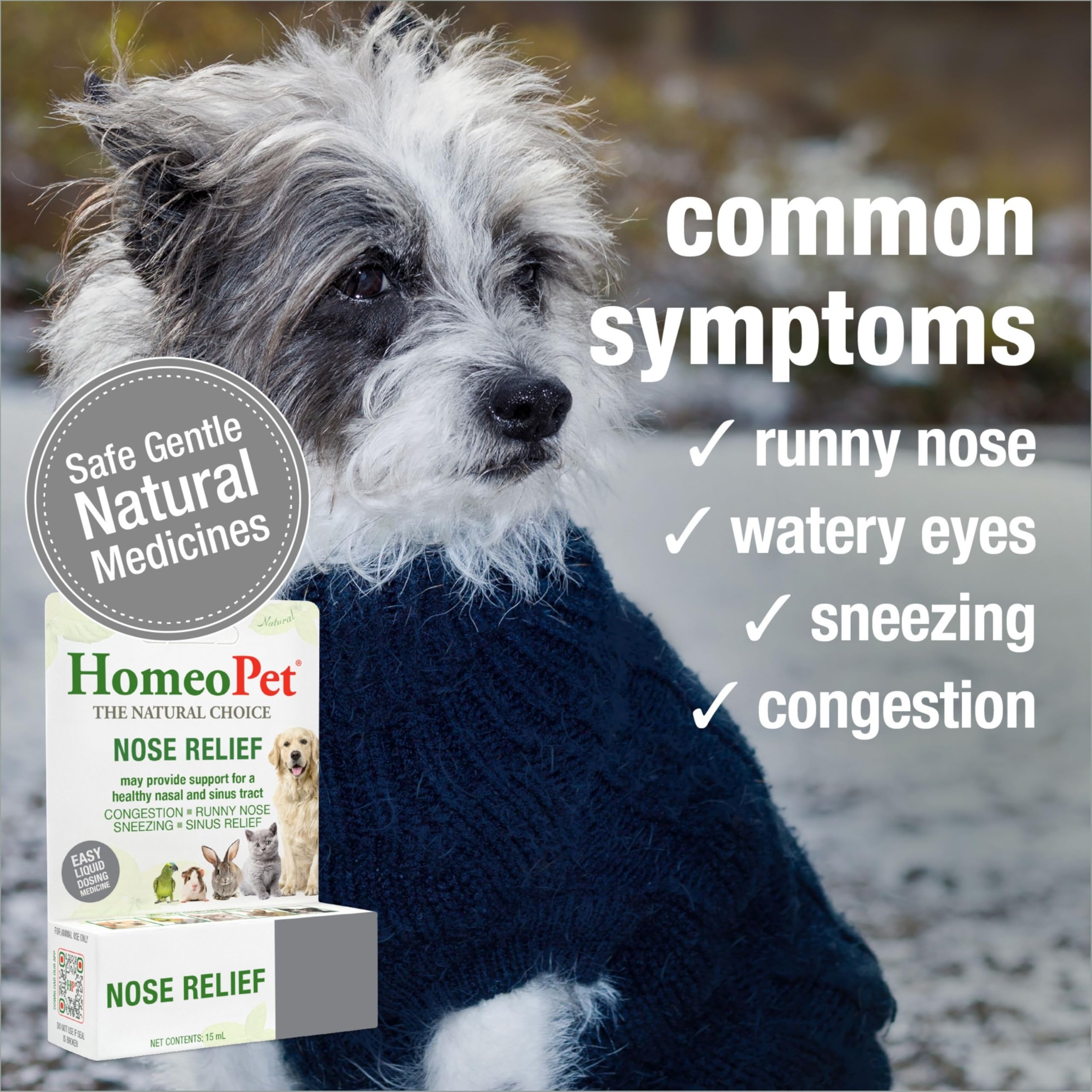 Dosis en agua con HomeoPet Nose Relief para administración fácil