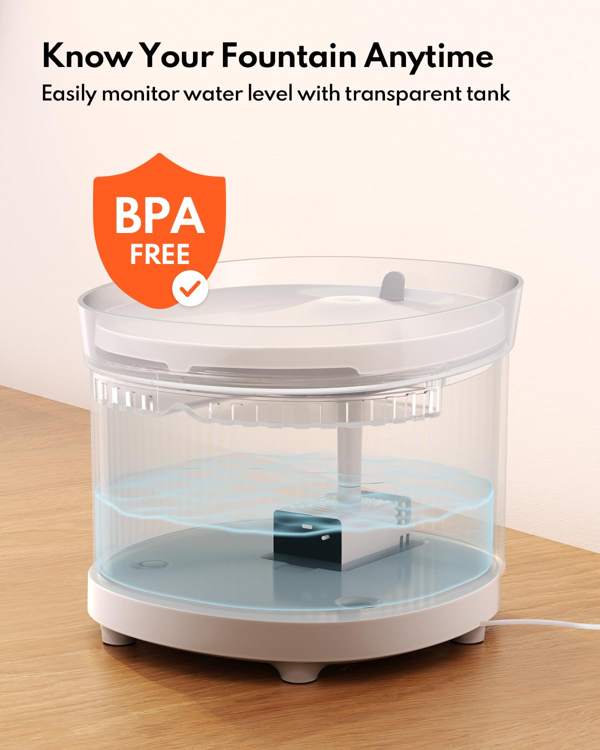 HomeRunPet Homerunpet tanque visible con indicador lumínico advierte cuando falta agua