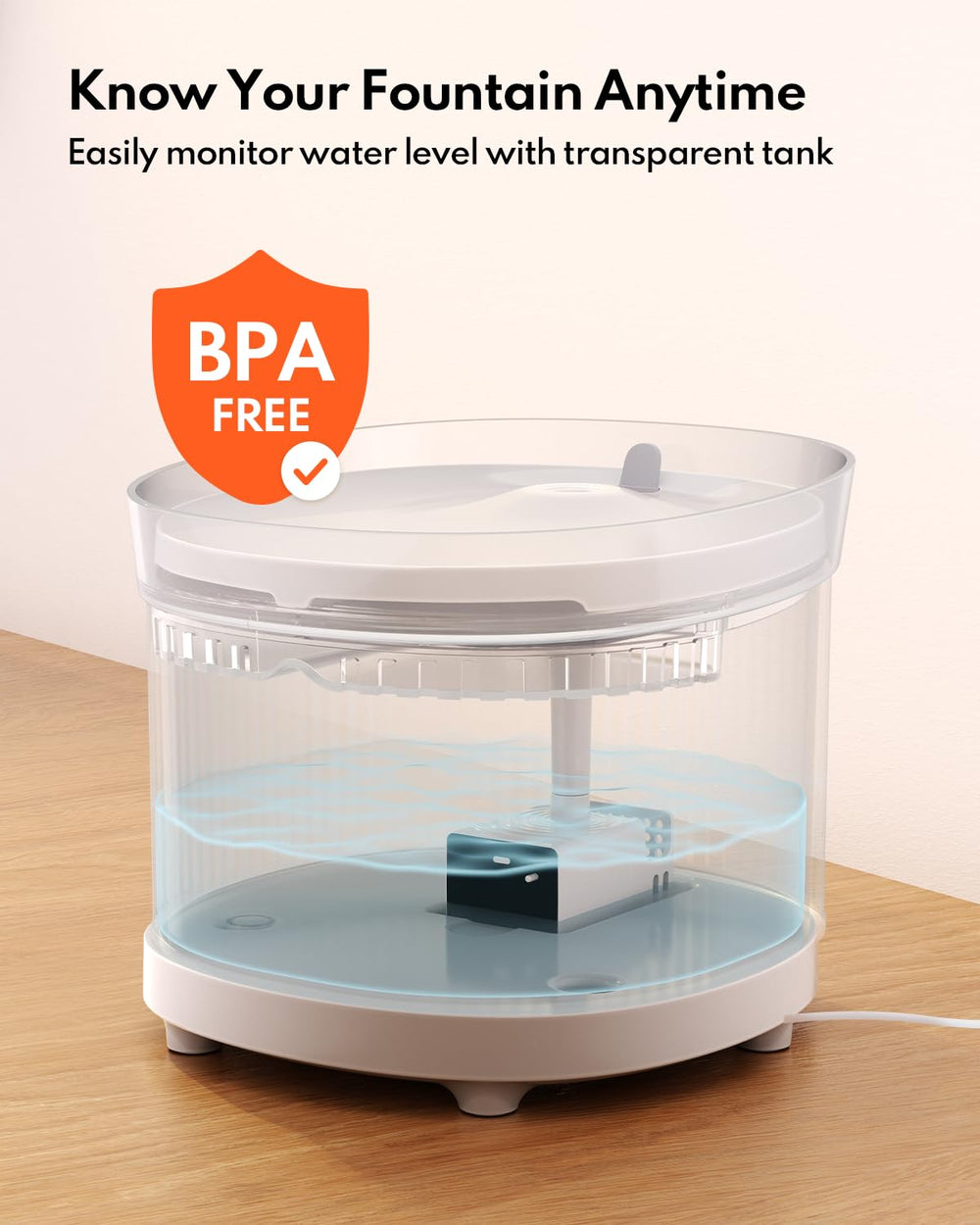 HomeRunPet Homerunpet tanque visible con indicador lumínico advierte cuando falta agua