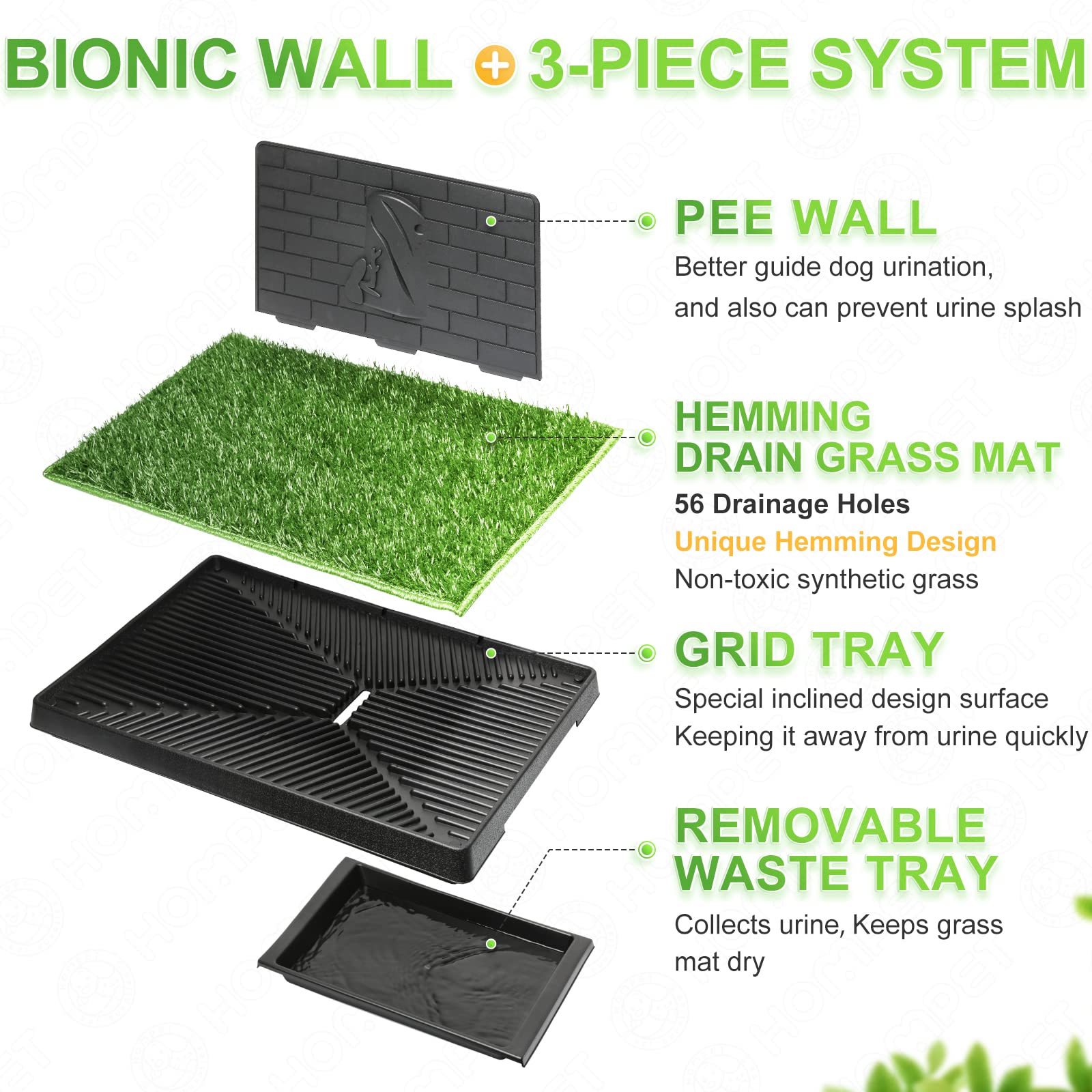 Hompet césped artificial para adiestramiento, uso interior y exterior.