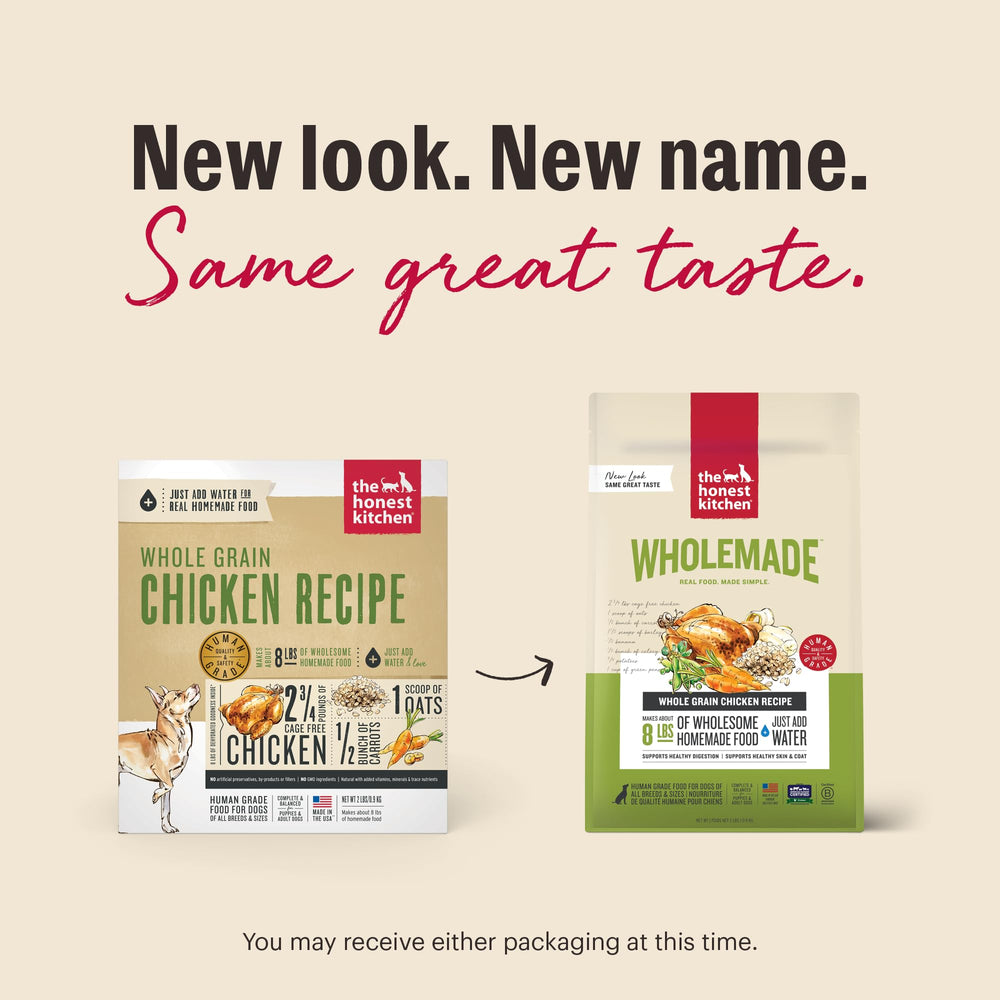 Honest Kitchen WholeMade pollo grado humano, ingredientes de calidad para perros