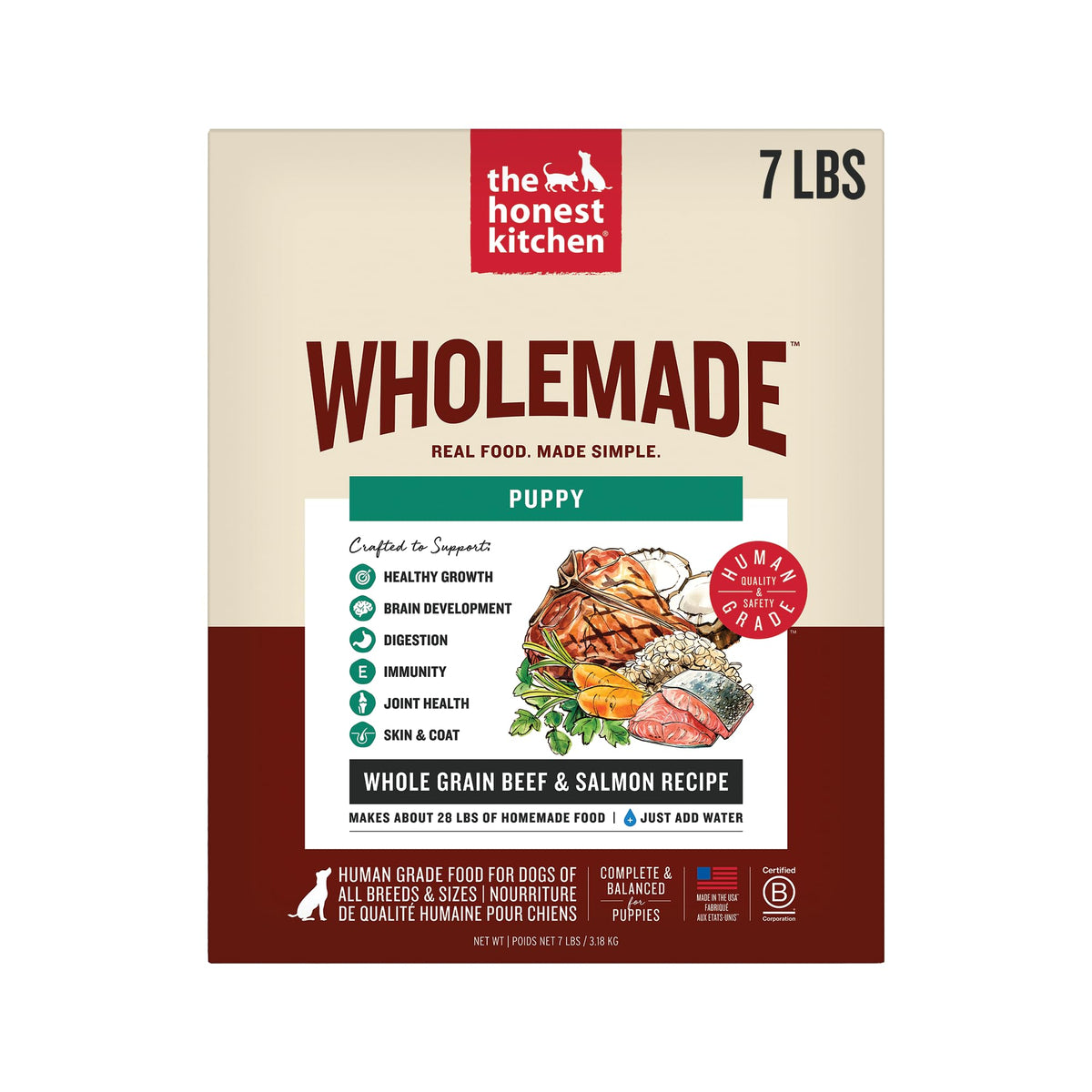 The Honest Kitchen WholeMade Puppy, bolsa 7 lb lista para alimentar cachorros con comida real