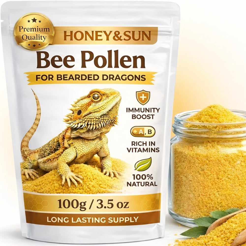 HONEY&SUN polen de abeja 100% puro en frasco para reptiles.