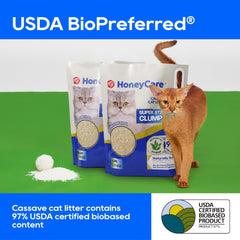 Honey Care Cassava Gatos: control de olores duradero con fórmula natural.