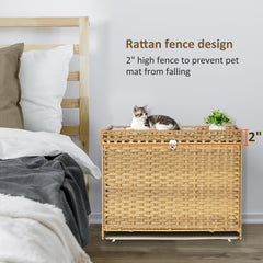 Honiakaka casa-gato-rattan-tejida, espacio amplio para jugar y descansar.
