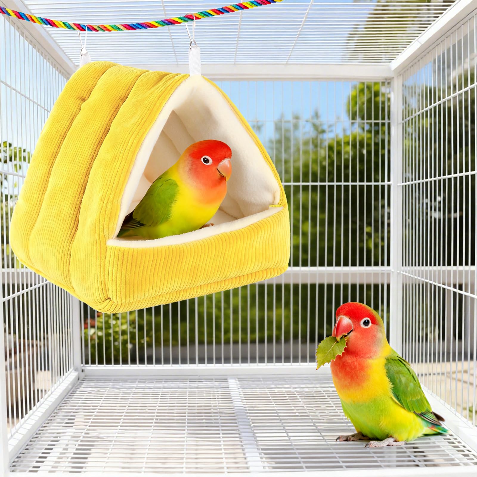 Hoopttay cama resistente, costuras reforzadas para aves activas.