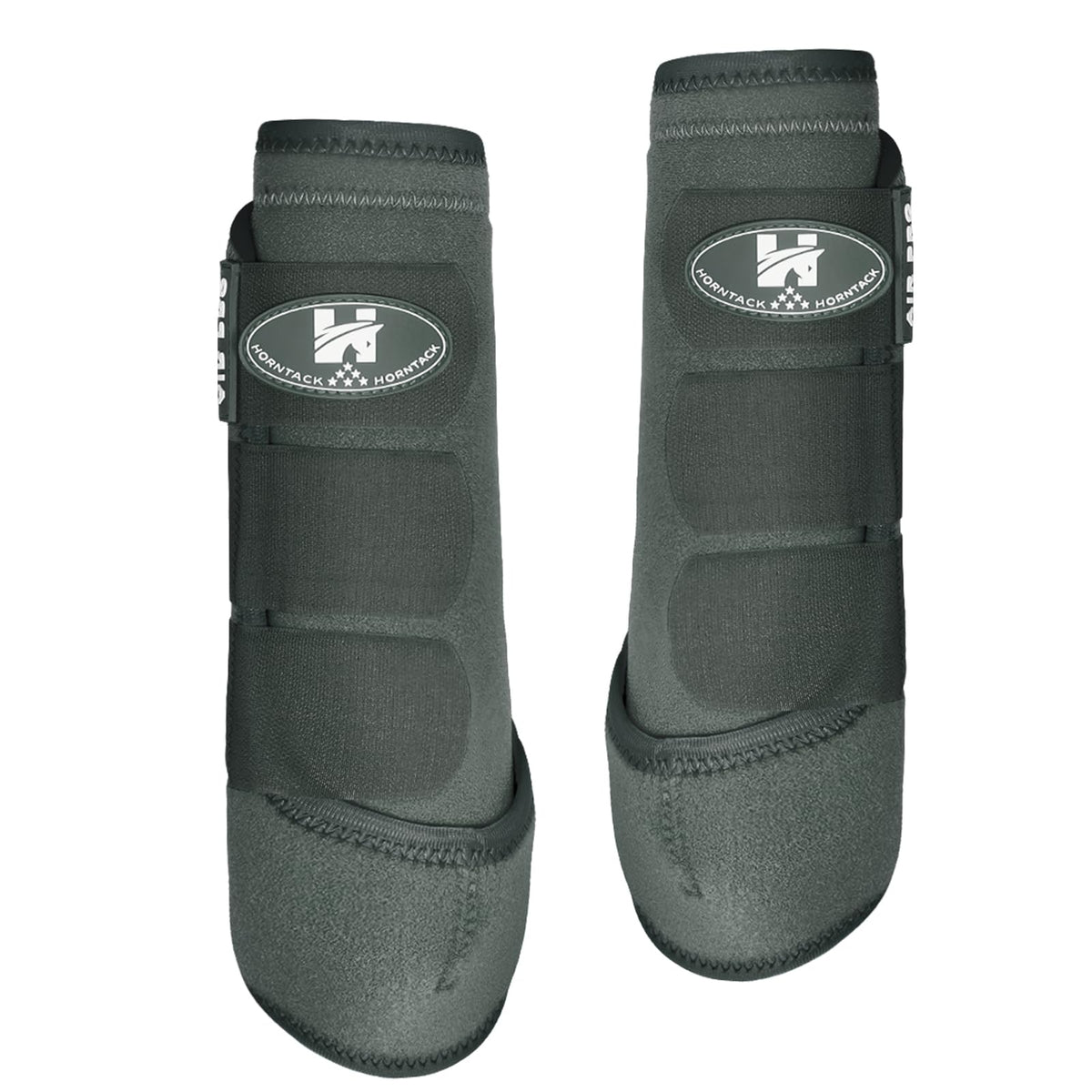 Horntack botas espinilleros para caballo, vista frontal, protección de tendones durante entrenamiento.