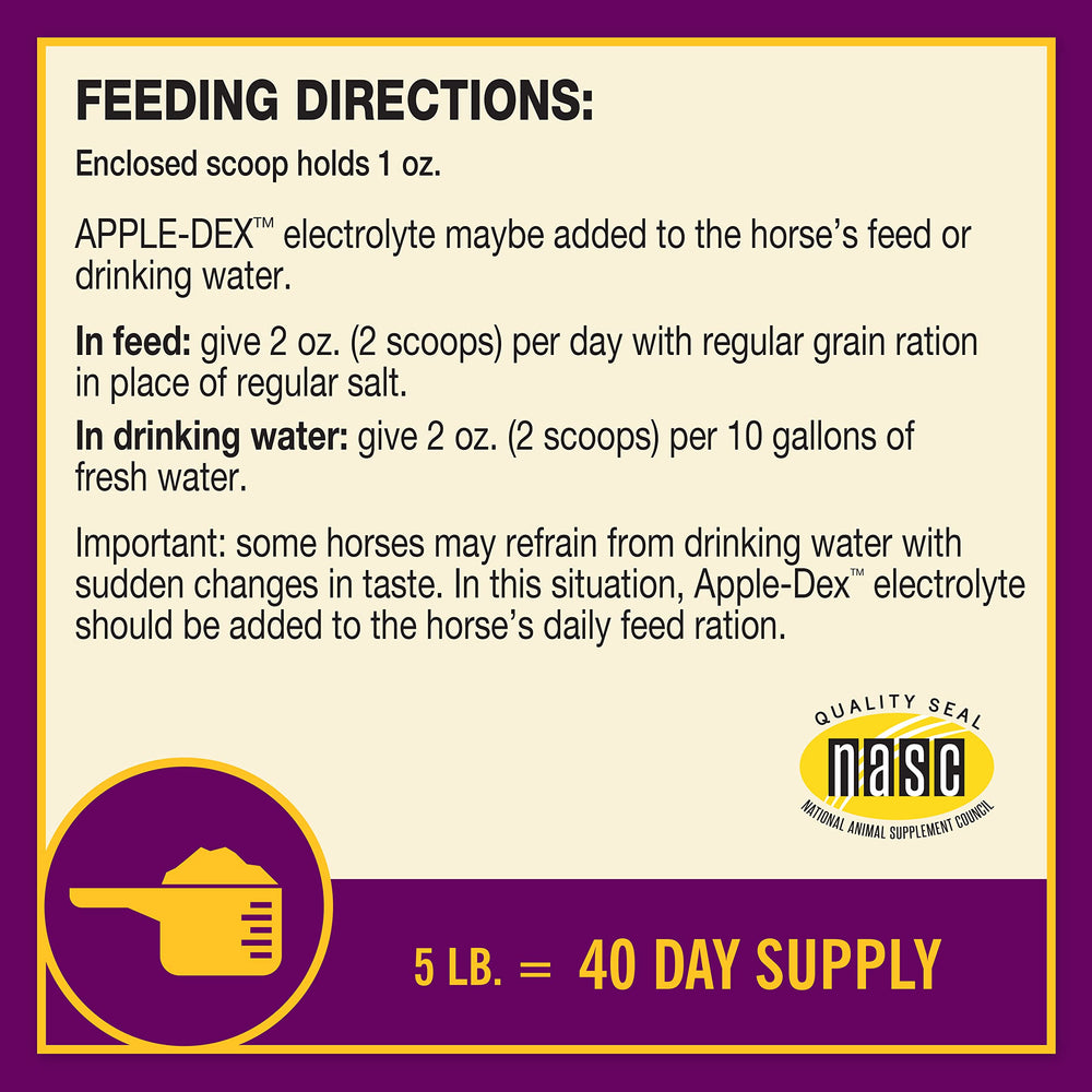Horse Health Apple-Dex almacenamiento correcto para mantener la potencia.