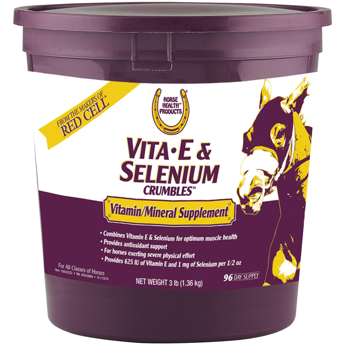 Horse Health Vita E y Selenio Crumbles: empaque práctico para suministro diario