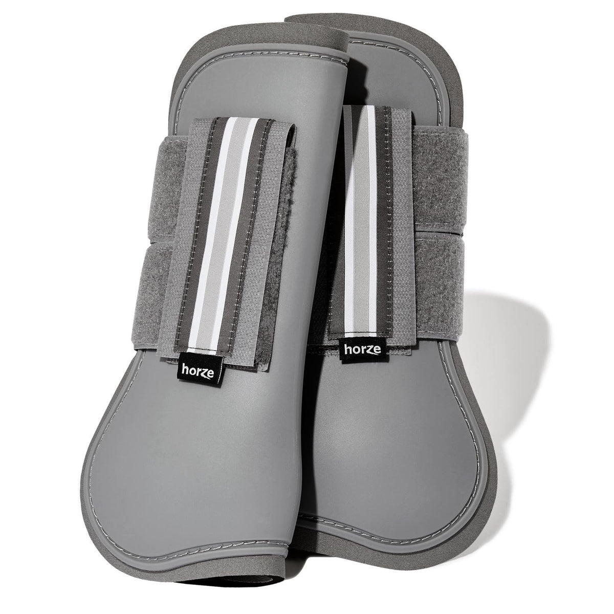 HORZE Adepto botas tendón apertura frontal en acero gris, protección estable para saltos.