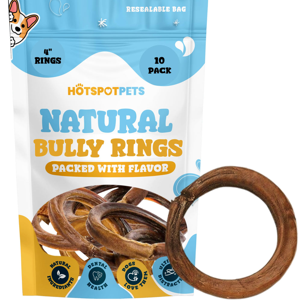 Hotspot Pets: anillos Bully Stick 100% natural, pizzle de res.