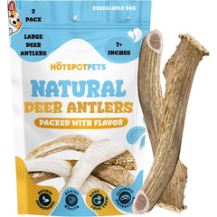 Hotspot Pets astas de ciervo para perros de 7 pulgadas, pack 2, masticación duradera