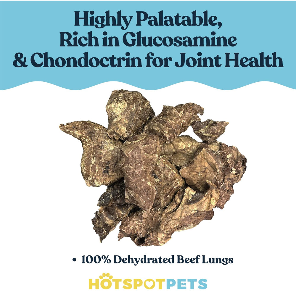 Hotspot Pets Beef Lung Treats, alternativa al cuero crudo, fácil de digerir.