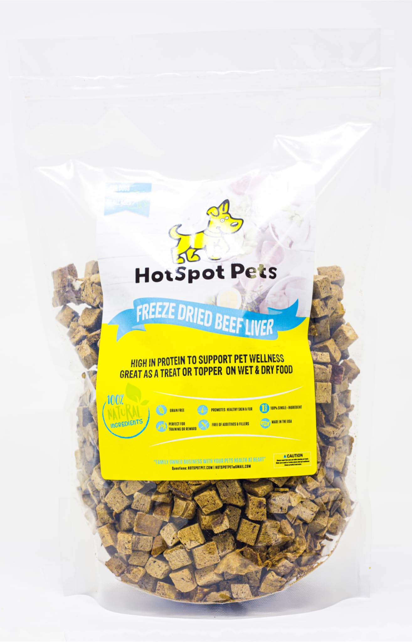 Hotspot Pets presentación lista para servir, snack diario para mascotas.
