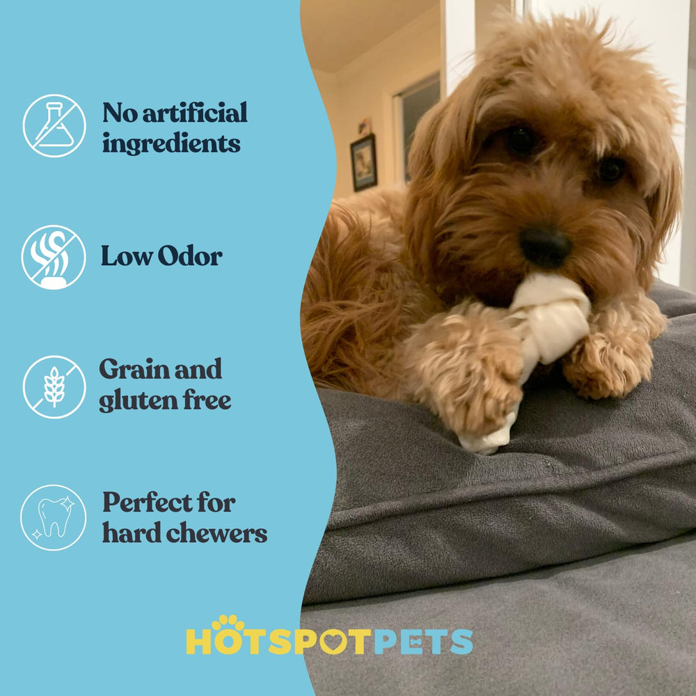 Huesos crujientes hotspot-pets, cuero crudo, 4–5 pulgadas, ayuda a mantener aliento agradable