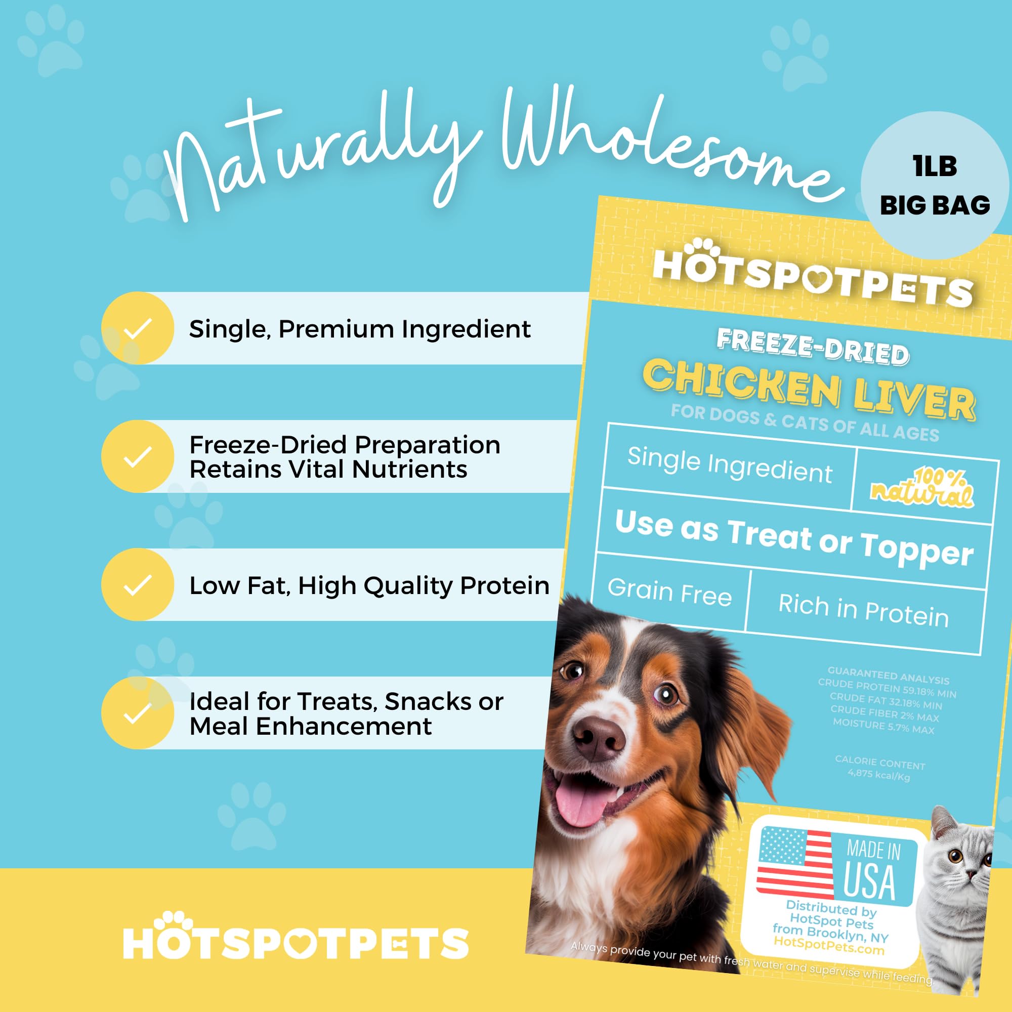 Hotspot Pets ingrediente único hígado de pollo, sin rellenos.