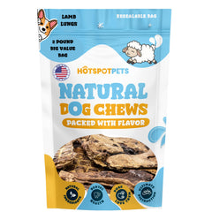 hotspot pets bolsa de pulmón de cordero deshidratado, snack natural para perros.