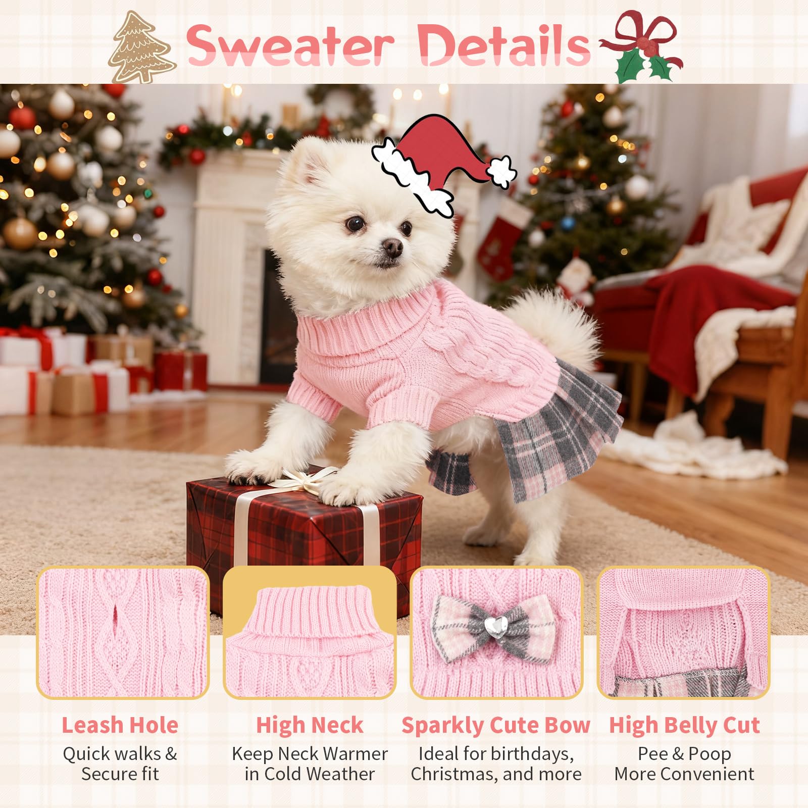 Hpetppy sudadera, detalle de cuello, mantiene al perro abrigado en días fríos.