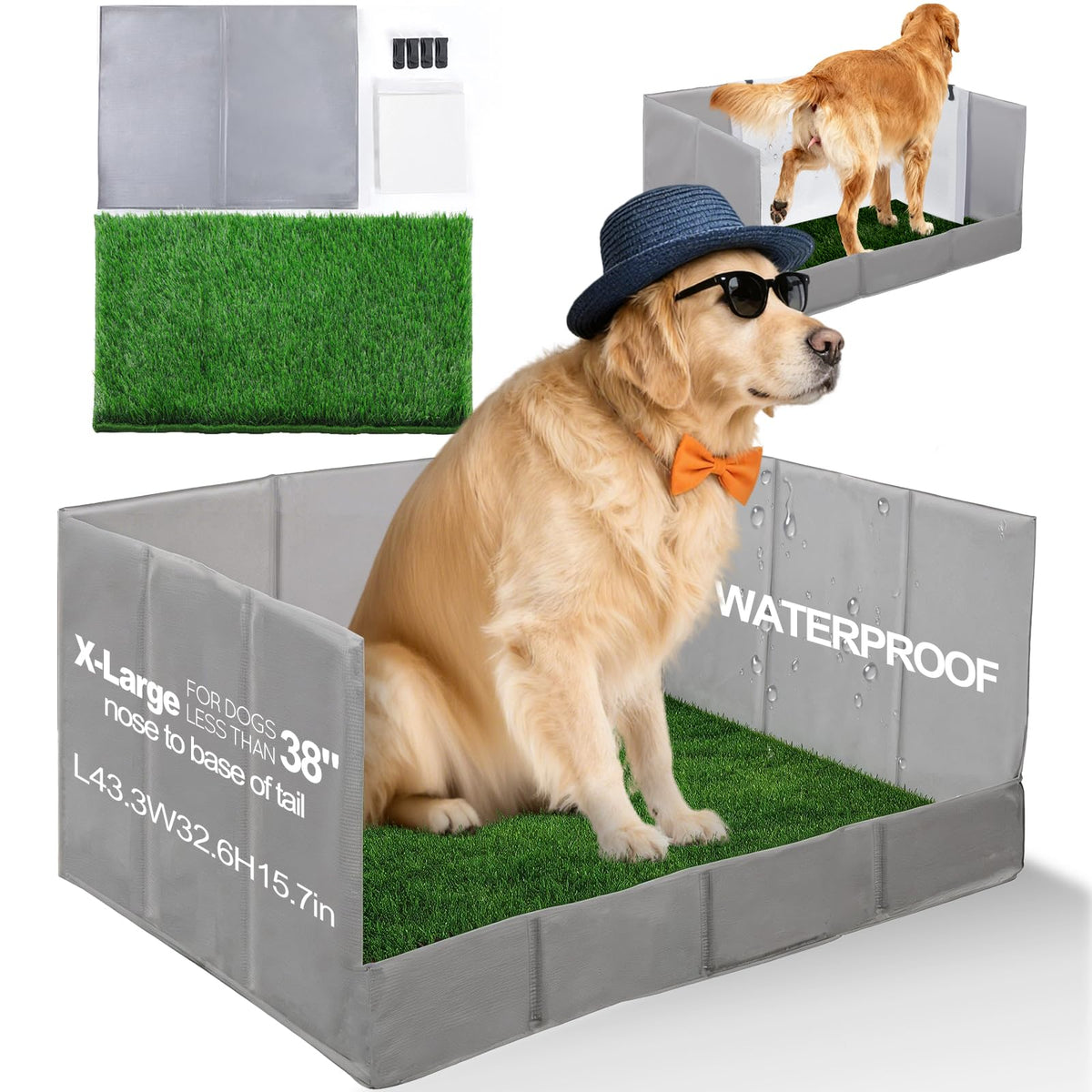 HQ4US 4LEGS: alfombrilla de césped artificial para perros, plegable para uso interior.