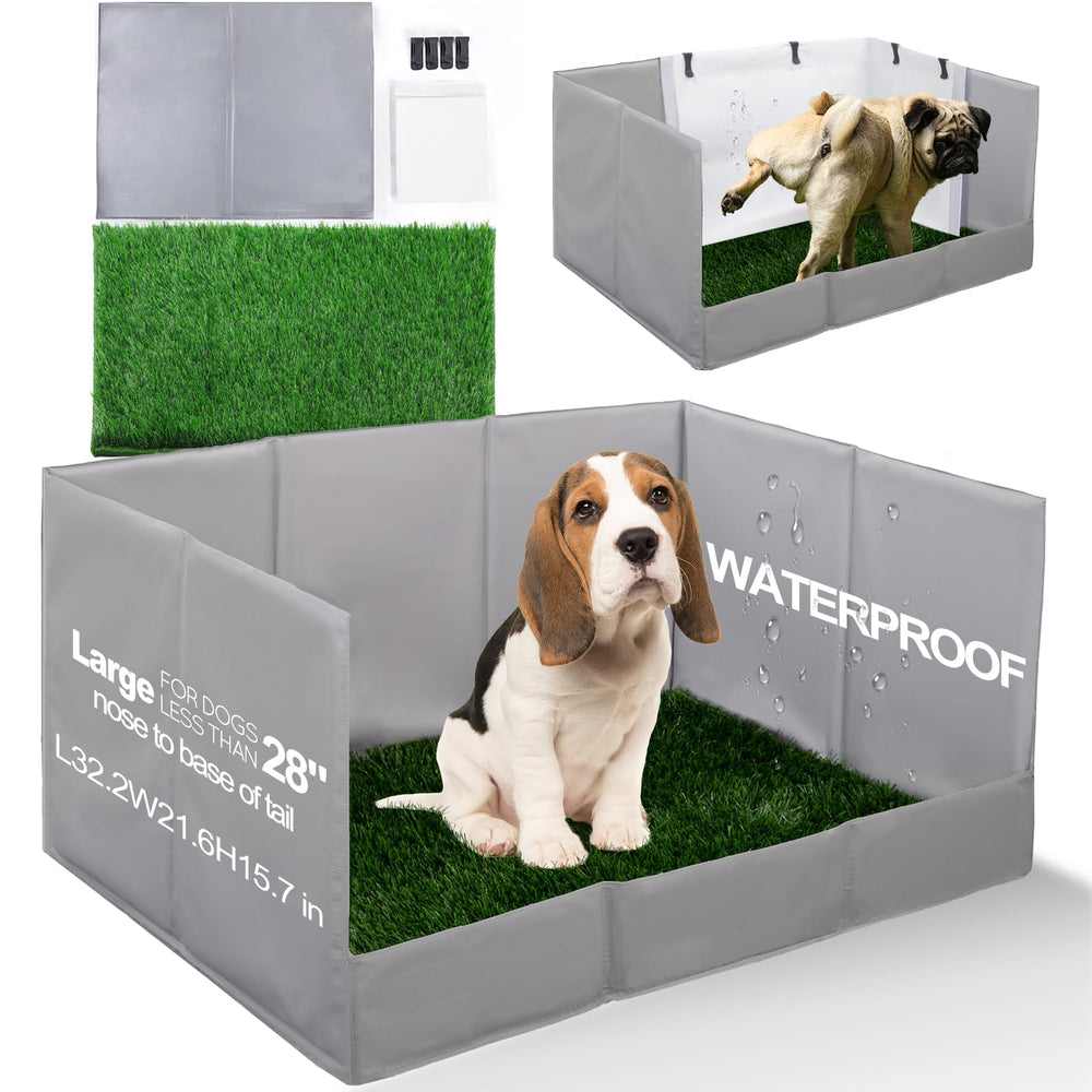 HQ4US 4LEGS bandeja plegable con pasto para perros, uso interior práctico.