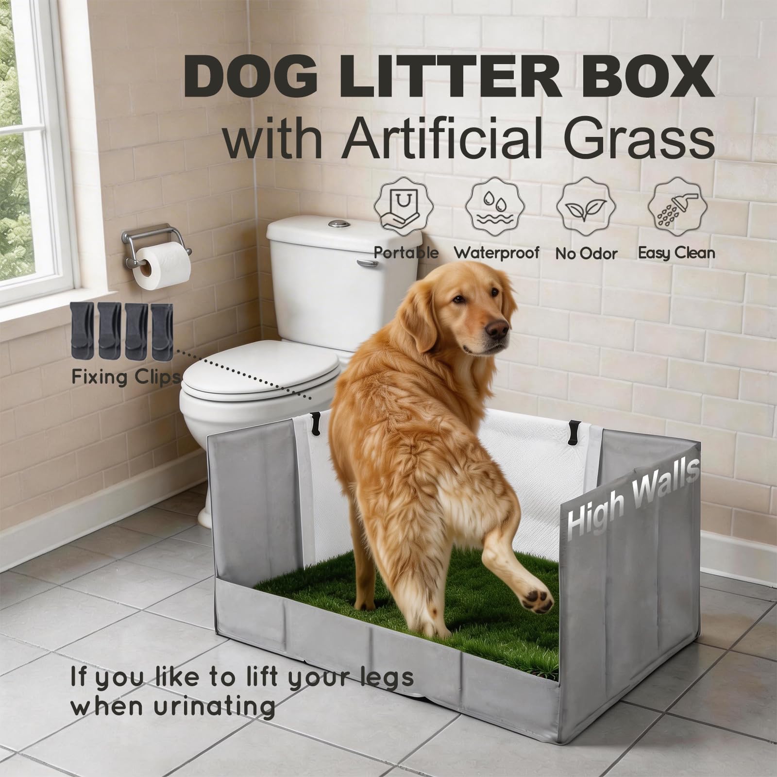 HQ4US 4LEGS: bandeja urinaria para perros, ideal para patios y viajes.