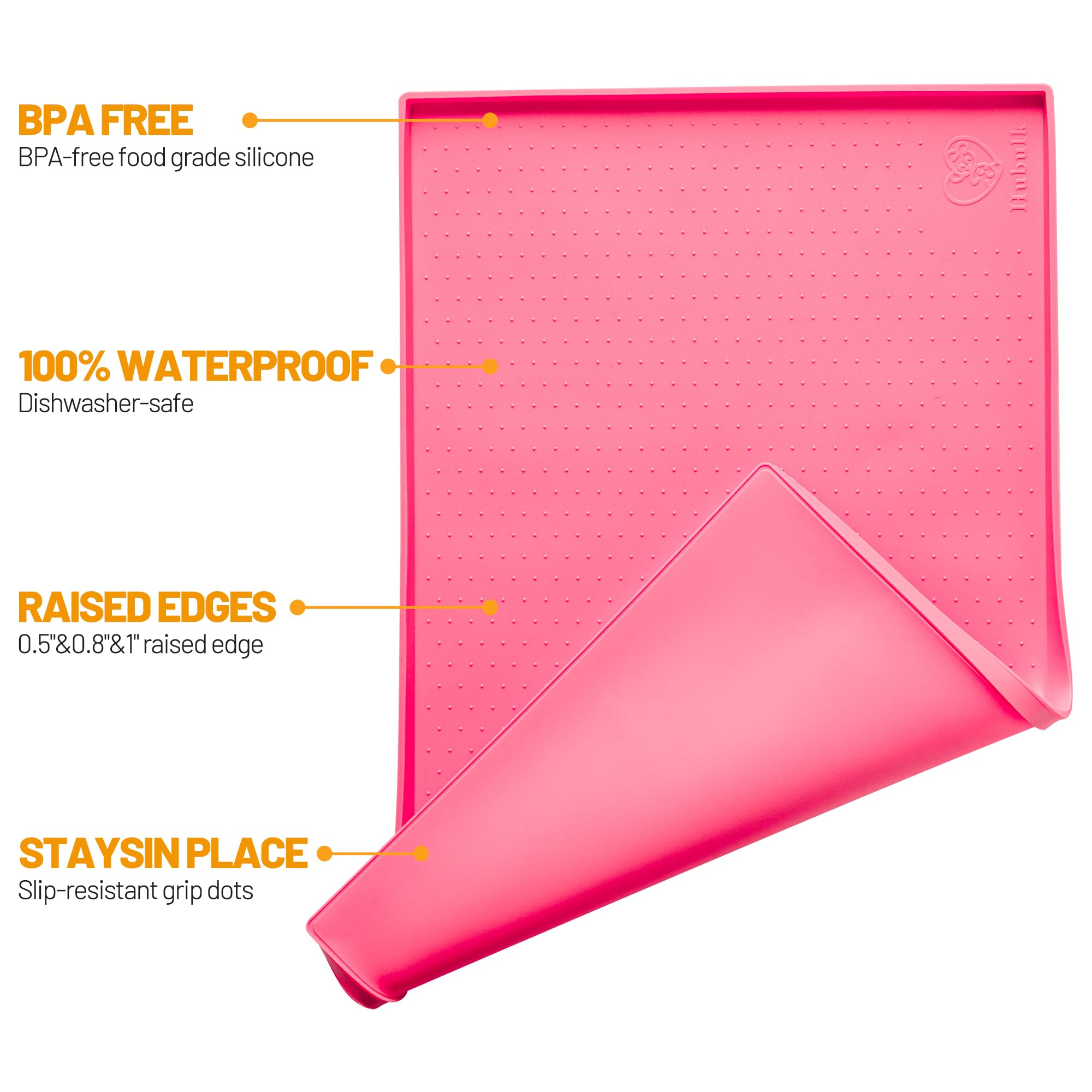 Hubulk mat de silicona para perros rosa, duradera y apta para lavavajillas.